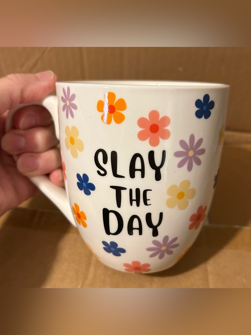 Slay The Day Floral Ceramic Mug - White 6 mugs total NWOTs